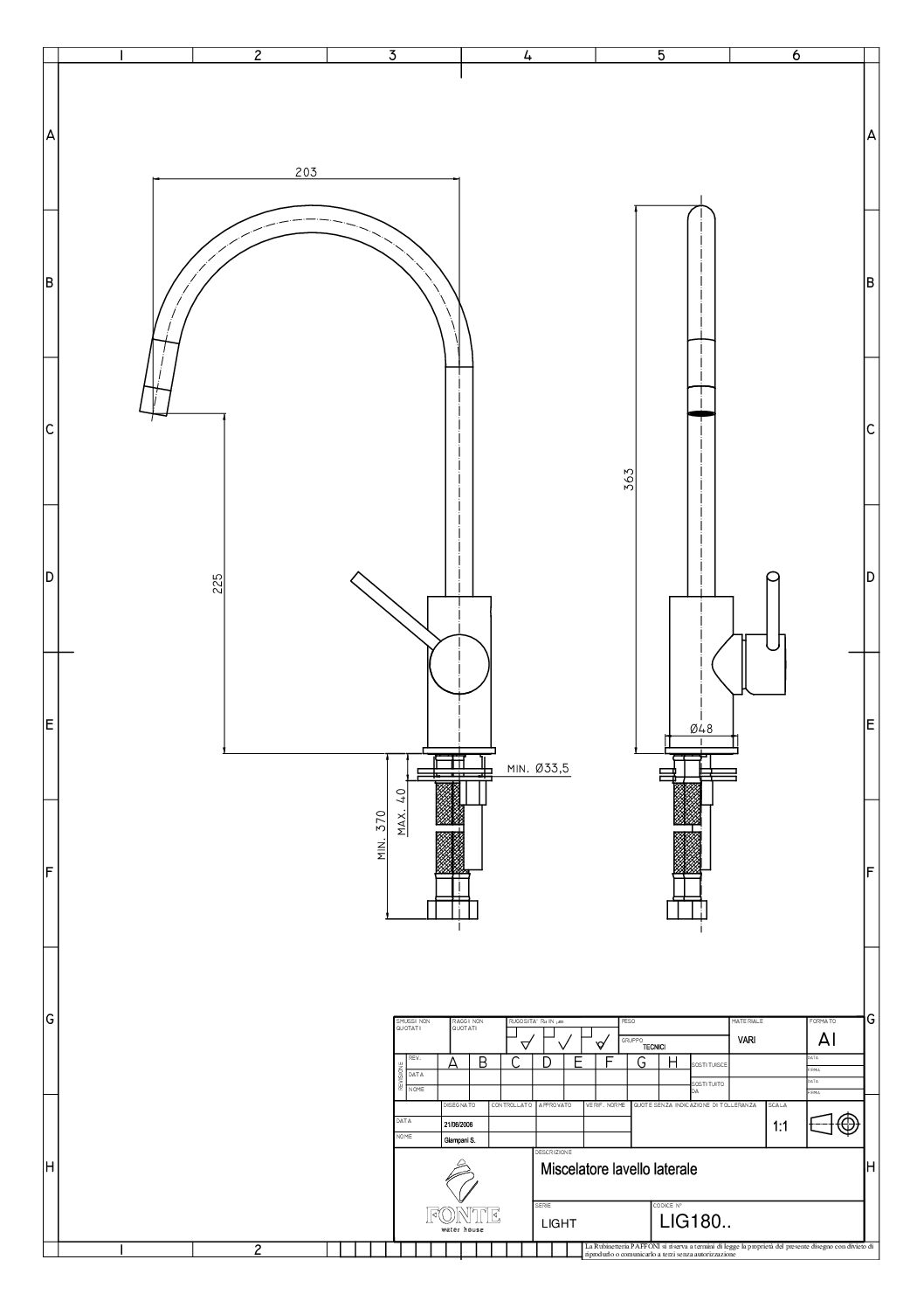 Paffoni Light køkkenarmatur i krom - Billede 3