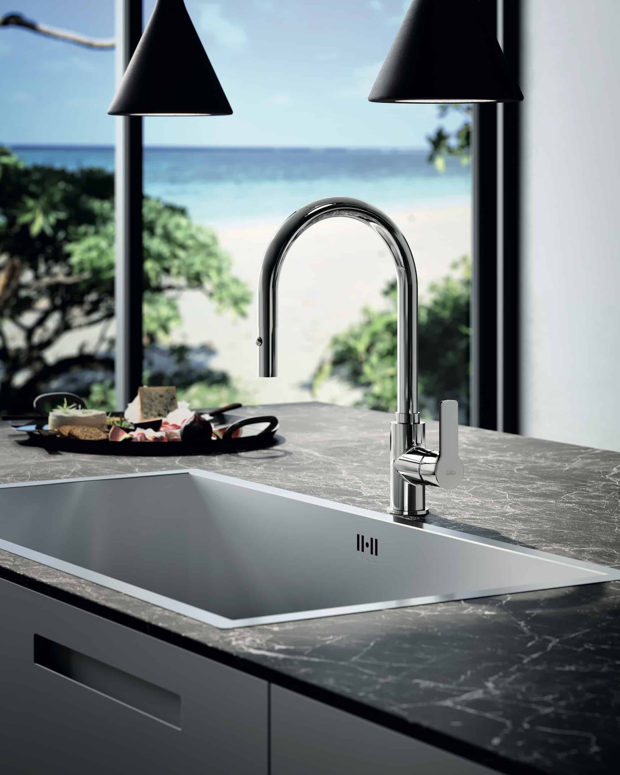 Paffoni Red køkkenarmatur med udtræksslange i krom