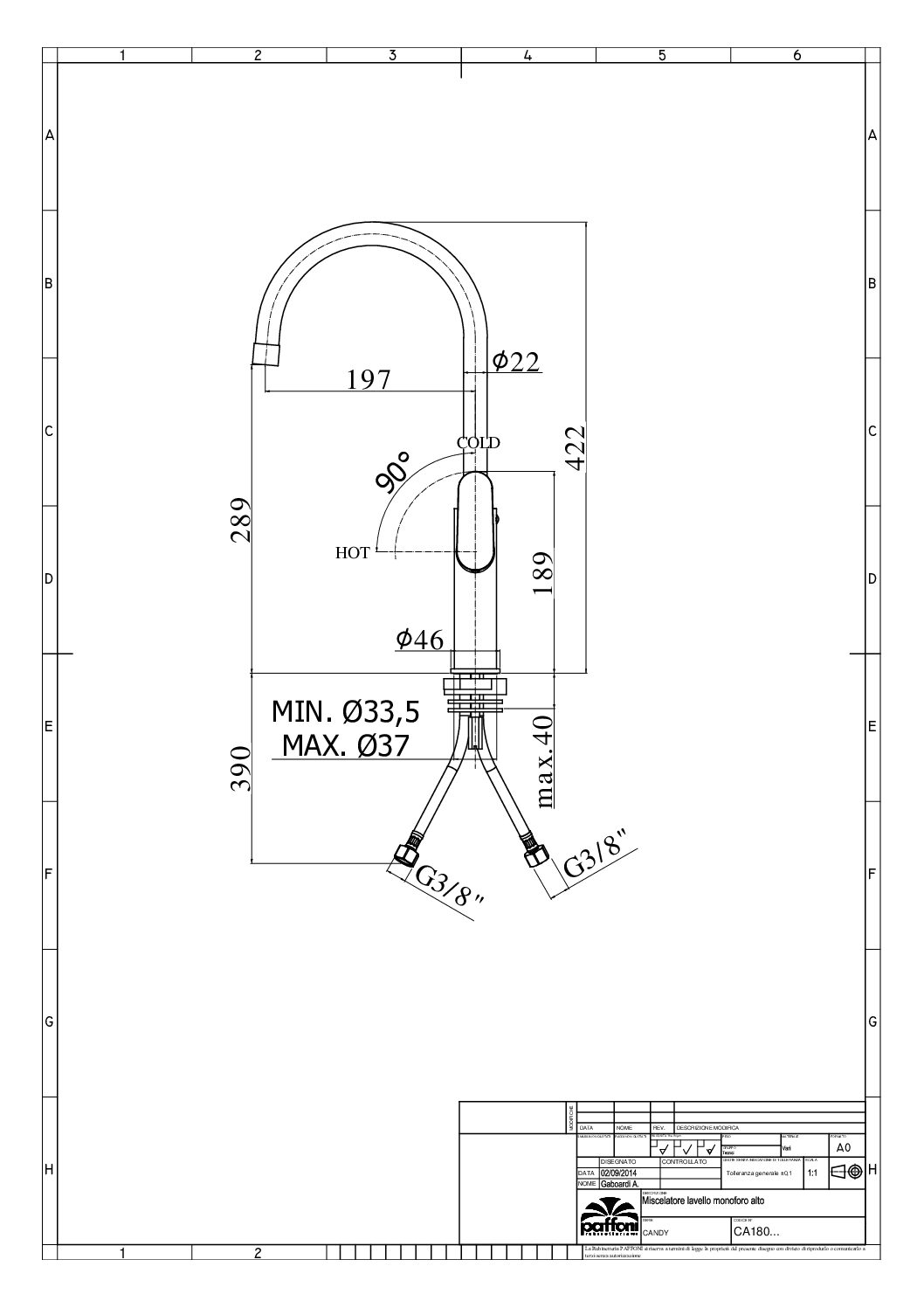 Paffoni Candy højt køkkenarmatur i krom - Billede 3