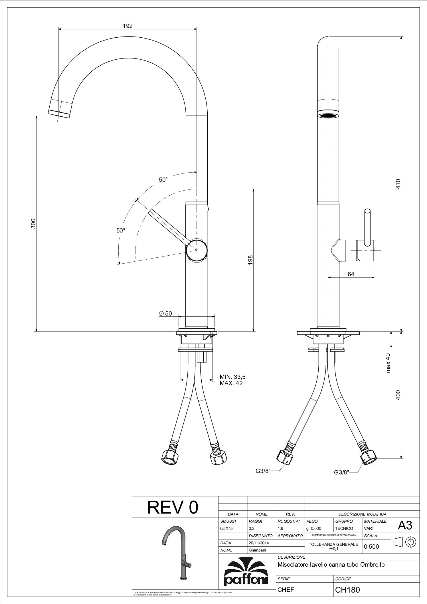 Paffoni Chef køkkenarmatur - Billede 4