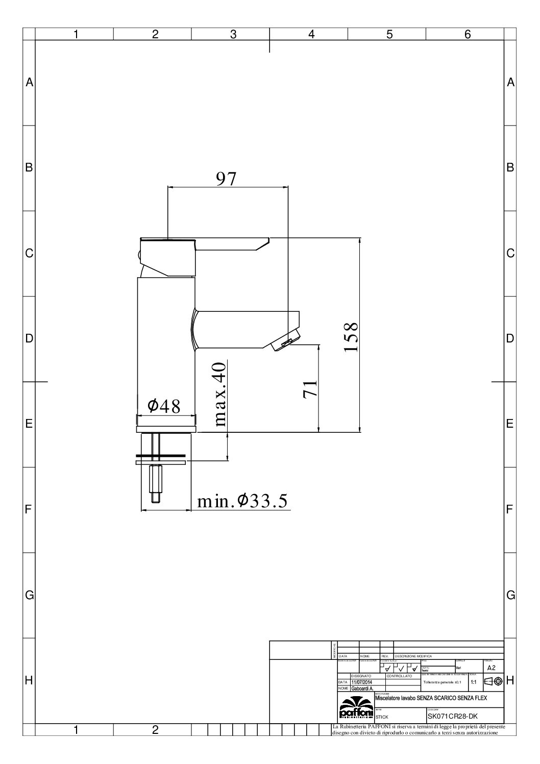 Paffoni New Stick håndvaskarmatur i krom - Billede 3