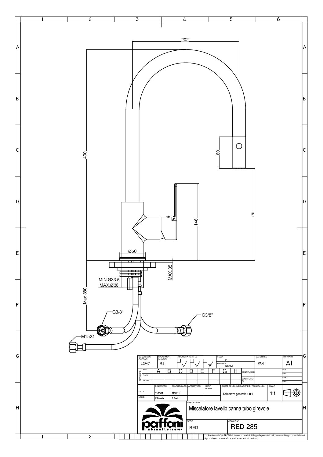 Paffoni Red køkkenarmatur med udtræksslange i krom - Billede 2