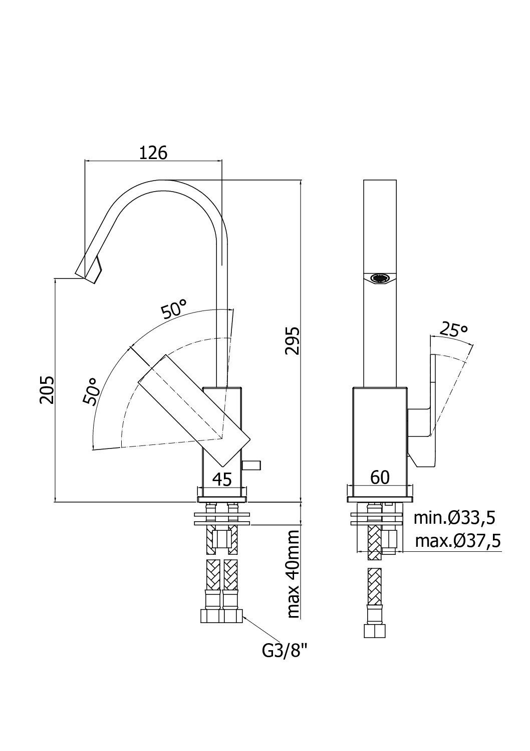 Paffoni Elle Håndvaskarmatur med høj tud - Billede 3