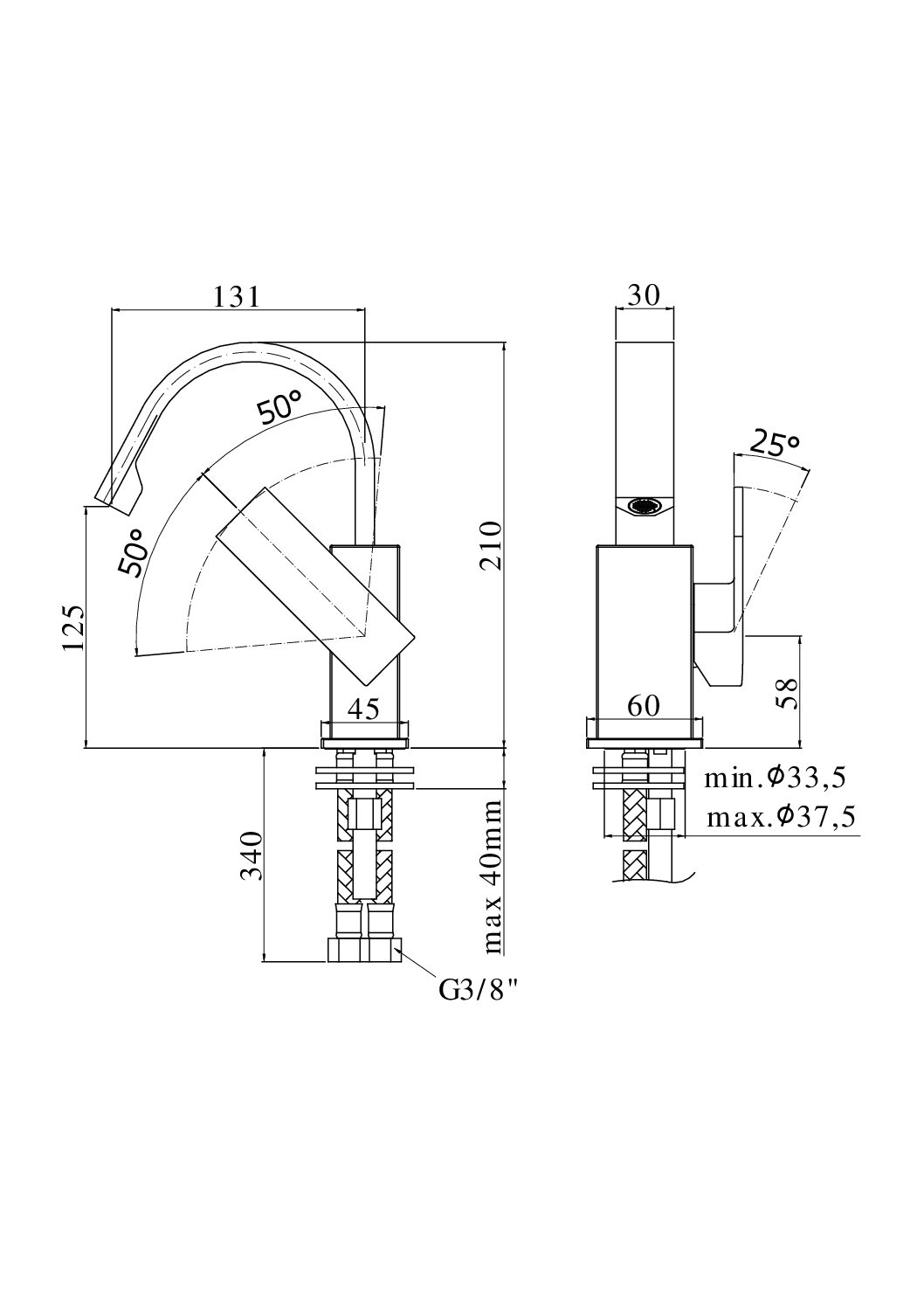 Paffoni Elle Håndvaskarmatur med lav tud - Billede 2