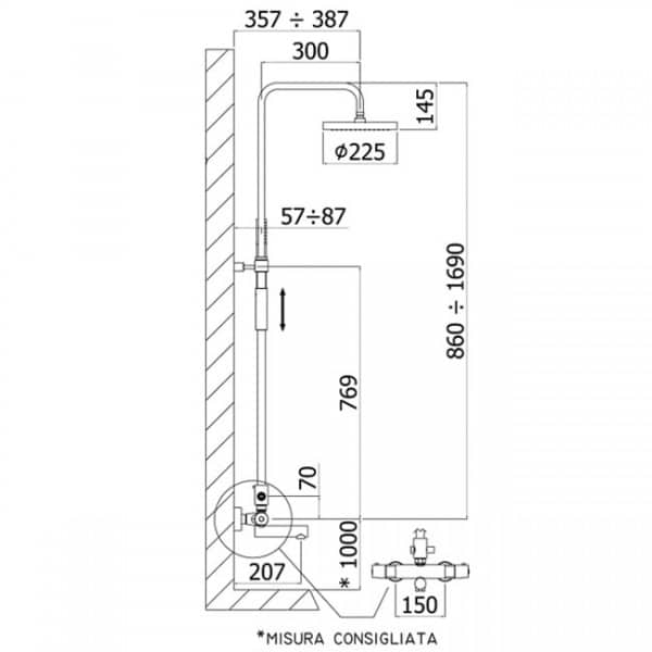 Paffoni Birillo brusesæt med kartud og håndbruser