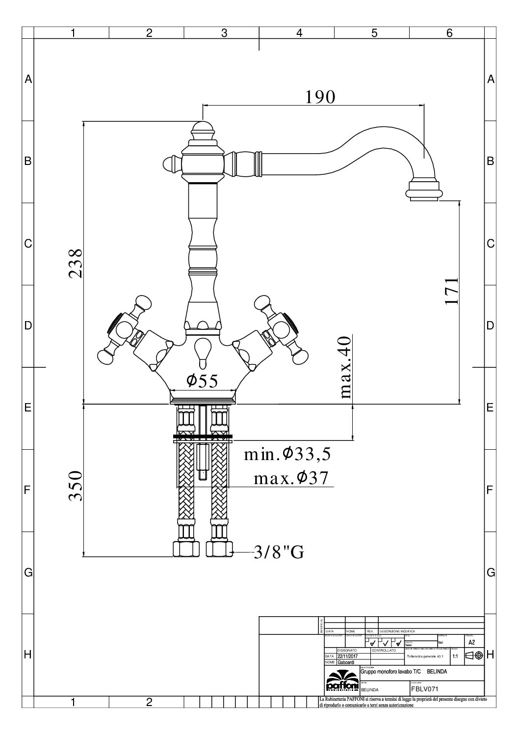 Paffoni Belinda håndvaskarmatur - Krom - Billede 2