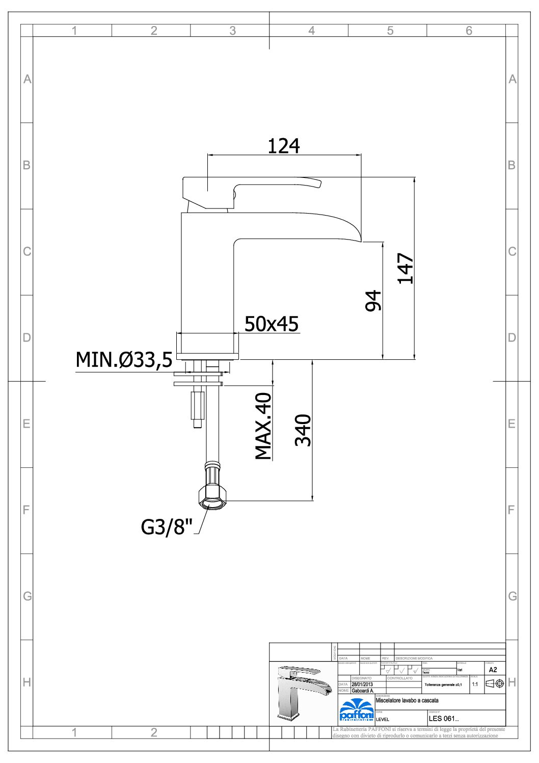 Paffoni Elle Waterfall håndvaskarmatur - Krom - Billede 2
