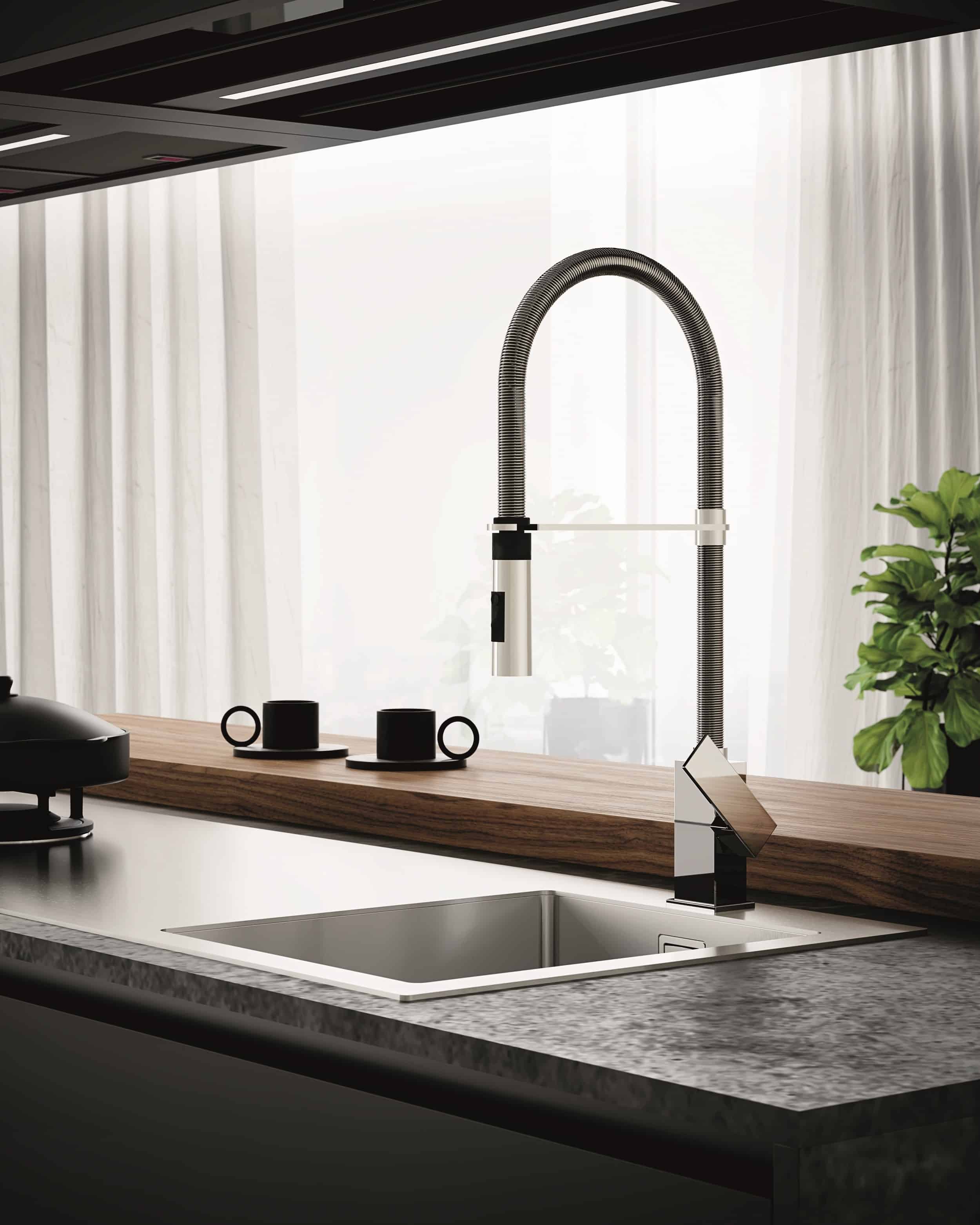 Paffoni Elle køkkenarmatur med fjeder-slange i krom - Billede 3