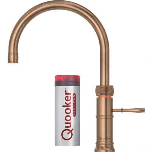 Quooker Classic Fusion Round - Inklusiv Pro3 beholder - Bruneret messing