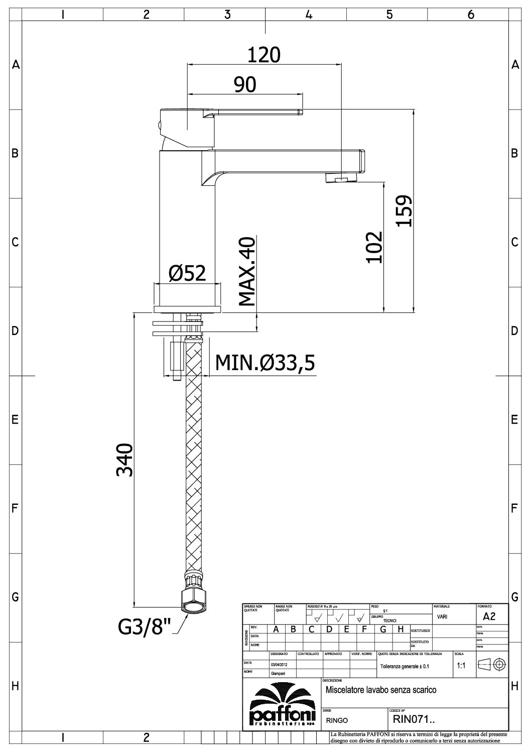 Paffoni Ringo håndvaskarmatur - Billede 4
