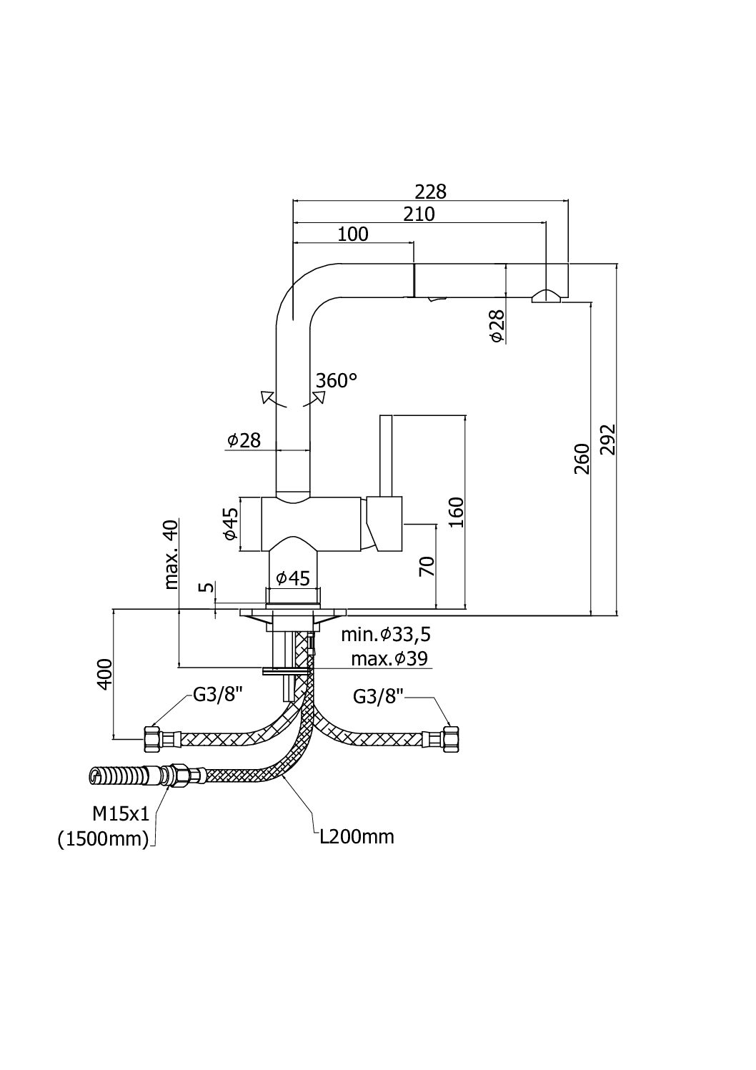 Paffoni Light køkkenarmatur med udtræk - Billede 5