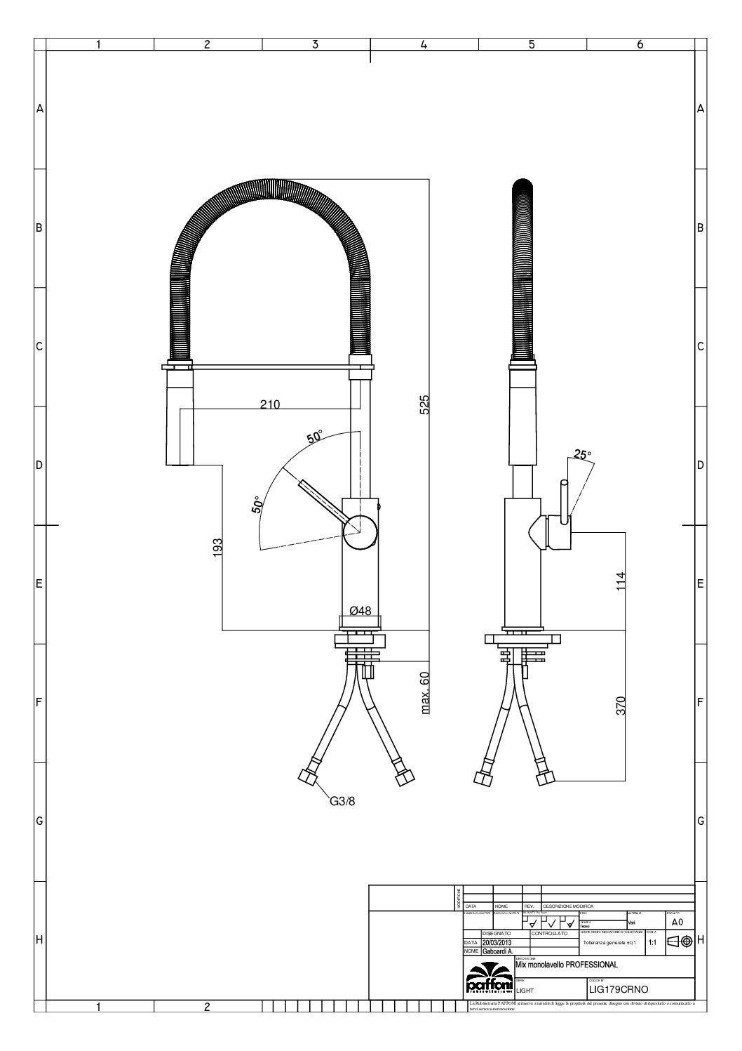 Paffoni Light køkkenarmatur med sort fjeder-slange - Billede 4