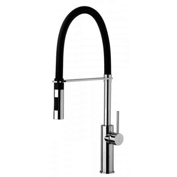 Paffoni Light køkkenarmatur med sort fjeder-slange