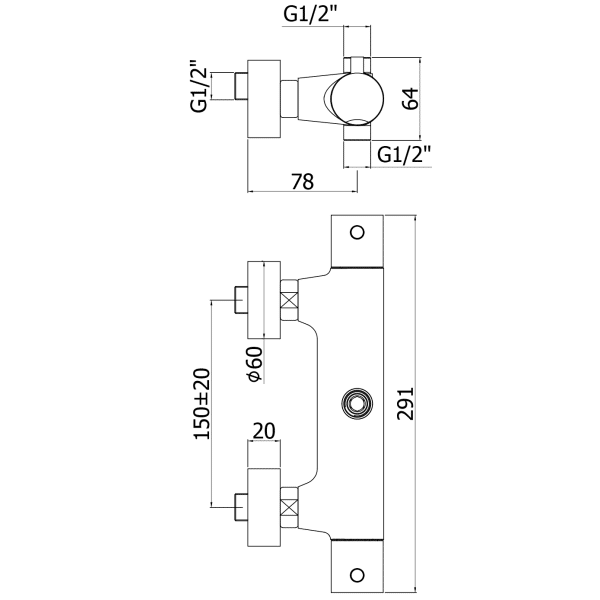 Paffoni Light Multi Kar/Brus termostat op/ned FLEX