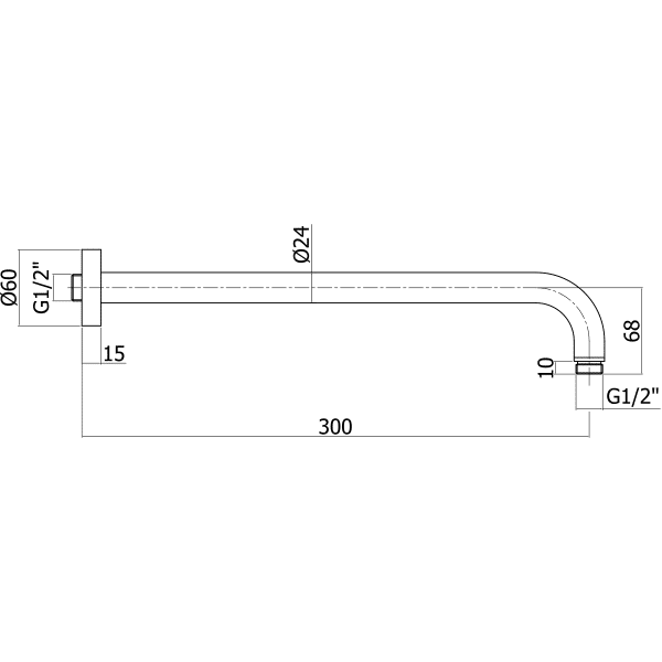 Paffoni Luxury brusearm 300 mm.