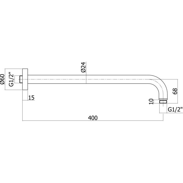 Paffoni Luxury brusearm 400 mm.