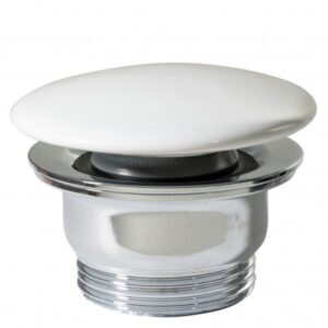 Pop up bundventil med porcelæn top hvid